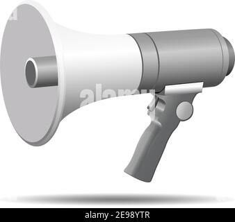 Megaphone Speaker Isolated 3d Vector Illustration. Loud Speach Alert Concept. Realistic Bulhorn for Mouthpiece Scream Promotion. Attention Speach on M Stock Vector