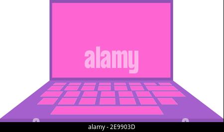 Laptop Flat Illustration for Web Landing. Computer Element Design Isolated on White. Simple Notebook for Digital Marketing Creative Banner Concept. Ab Stock Vector
