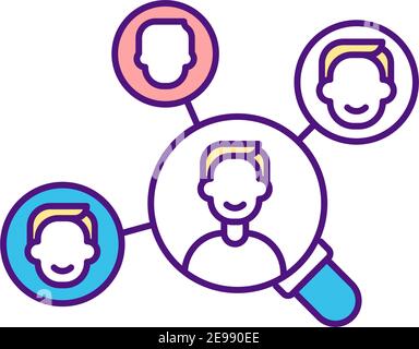 Organization workforce making up RGB color icon Stock Vector