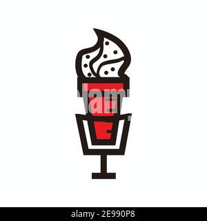 simple ice creams microphone for broadcast or podcast - ice creams microphone icon or logo - red and black illustrations isolated on white Stock Vector
