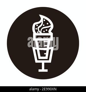 silhouette of cute ice creams microphone for broadcast or podcast - cute ice cream microphone icon or logo isolated on black circle - white ice cream Stock Vector