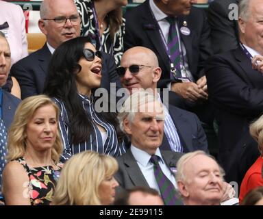 London, UK. 14th July, 2019. LONDON, ENGLAND - JULY 14: Catherine, Duchess of Cambridge and Prince William, Duke of Cambridge in the Royal Box on Centre court during Men's Finals Day of the Wimbledon Tennis Championships at All England Lawn Tennis and Croquet Club on July 14, 2019 in London, England. People: Catherine, Duchess of Cambridge and Prince William, Duke of Cambridge Credit: Storms Media Group/Alamy Live News Stock Photo