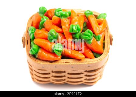 Gummy Candy Carrots Isolated on a White Background Stock Photo