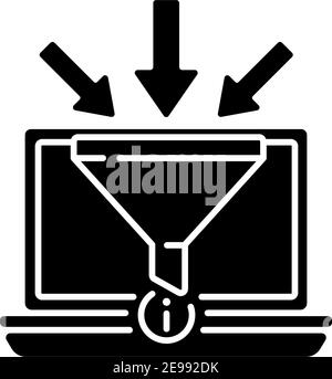 Gathering information black glyph icon Stock Vector