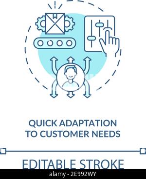 Quick adaptation to customer needs concept icon Stock Vector