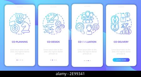 Co-production elements onboarding mobile app page screen with concepts Stock Vector