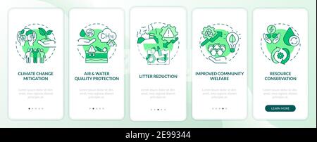 Organic waste reducing onboarding mobile app page screen with concepts Stock Vector