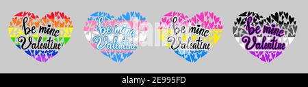 Set of valentines hearts with lgbt flag in vector Stock Vector