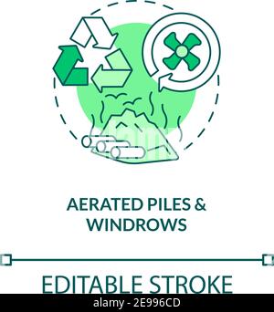 Aerated piles and windrows concept icon Stock Vector