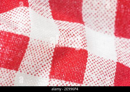 Red and white gingham pattern cloth, macro close up detail Stock Photo