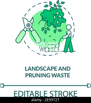 Landscape and pruning waste concept icon Stock Vector