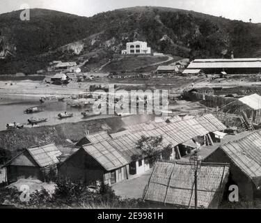 Late 19th century photograph - view of river and boats, Ha Long or Hongay, Indo-China, Vietnam Stock Photo