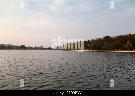 A wonderful weekend in a city park with a lake. The park Valea Morilor in Chisinau the Republic of Moldova October 20 2018. Stock Photo