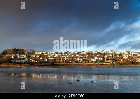 Dark clouds and sunshine over Dalgety Bay, Fife , Scotland Stock Photo