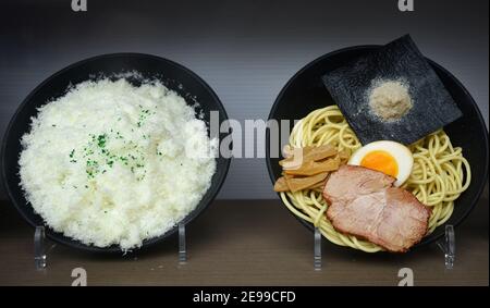 Japanese sampuru, realistic-looking models of food items, on display outside a restaurant in the Japantown area of San Francisco., California The wax, Stock Photo