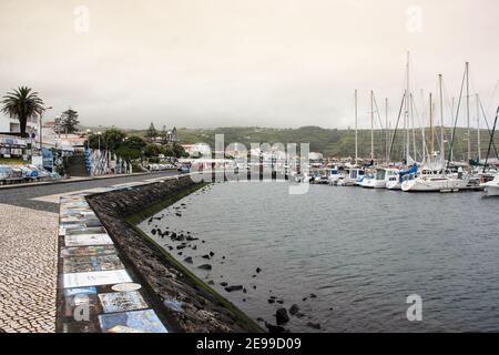 Horta harbour, Faial island, famous place, sailing boats, marina, Azores. Stock Photo