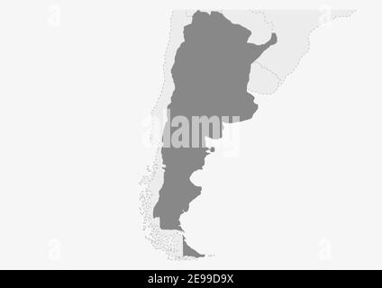 Map of America with highlighted Argentina map, gray map of Argentina with neighboring countries Stock Vector