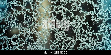 Texture of frozen glass, snow frozen patterns on the window Stock Photo