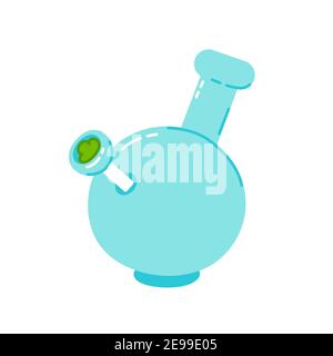 Bong for smoking marijuana weed. Vector trendty flat line illustration icon. Isolated on white background. Bong tool concept Stock Vector