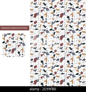 Terrazzo Pattern. Seamless Marble Stone Texture. Vector Granite Background. Abstract Rock Textile Print Venetian Design. Terazzo Mosaic of Home Patio. Stock Vector