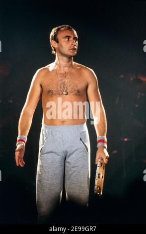ARNHEM, THE NETHERLANDS - SEPT 05, 1978: Phil Collins live on stage with his band Genesis in the Netherlands. Stock Photo