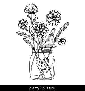 https://l450v.alamy.com/450v/2e99jpg/flowers-in-a-glass-jar-bouquet-isolated-on-a-white-background-vector-illustration-in-sketch-style-2e99jpg.jpg