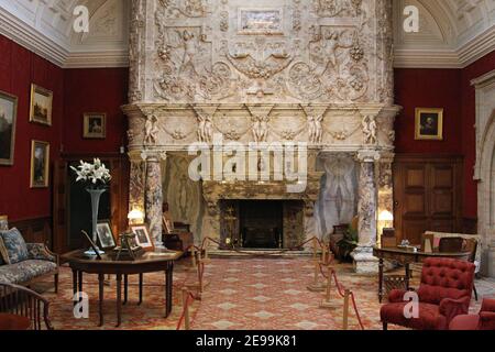 Cragside spectacular carved fireplace Stock Photo