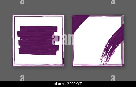 Square Brush Frame. Grunge Stroke Border with Rough Paint. Abstract Shape Grungy Ink Edge Illustration with Oil paitbrush Spot. Creative Drawn Card Te Stock Vector