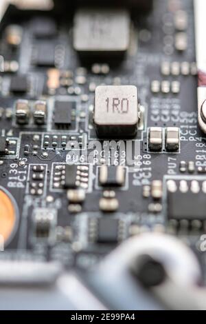 Close-up of the interior workings of a laptop computer Stock Photo