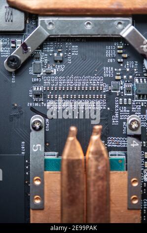 Close-up of the interior workings of a laptop computer Stock Photo