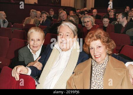 Rosy Varte (r) attends a ceremony in which French actress Simone Valere and her husband actor Jean Desailly received a tribute on April 3, 2006 from French culture minister Renaud Donnedieu de Vabres at the Madeleine theater in Paris with a screening of a documentary to be broadcast by France 5 Channel on next April 9. Photo by Denis Guignebourg/ABACAPRESS.COM Stock Photo