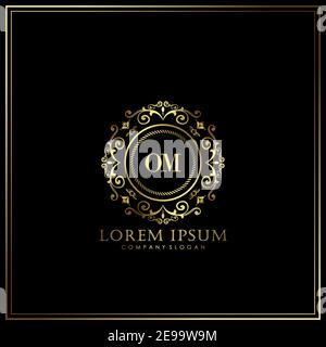OM Initial Letter Luxury Logo template in vector for Restaurant, Royalty, Boutique, Cafe, Hotel, Heraldic, Jewelry, Fashion and other vector illustrat Stock Vector