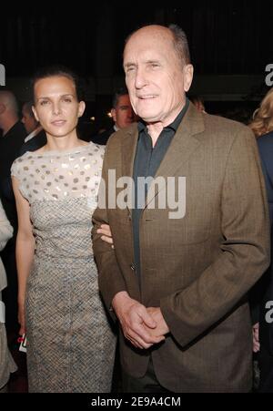 Actor Robert Duvall and his girlfriend Luciana Pedrazza arrive at the 'Mission Impossible' third premiere of the day, held at the Ziegfeld theatre, in conjunction with the 5th Annual Tribeca Film Festival in New York, on Wednesday, May 3, 2006. Photo by Nicolas Khayat/ABACAPRESS.COM Stock Photo