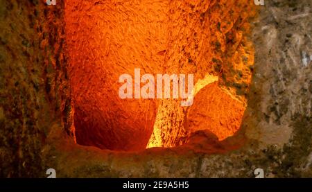 The underground city of Kaimakly consists of 8 tiers. Four are available to visit. Very impressive. Turkey Stock Photo