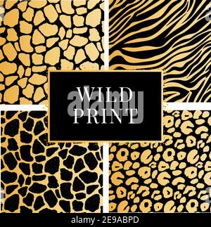 A collection of four different animal print backgrounds. Eps 10 Stock Vector