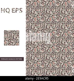 Seamless Terrazzo Pattern. Mars Gramite Shard Print. Italian Irregular Splinter Sample Infinite Grunge Mosaic. Natural Shape Color Material Decoration Stock Vector