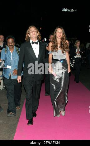 Princess Caroline of Monaco's son Andrea Casiraghi and his girlfriend Tatiana Santo Domingo arrive at the 'Marie Antoinette' after party held in Cannes, France, on May 24, 2006. Photo by Gaetan Mabire/ABACAPRESS.COM Stock Photo