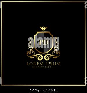 PD Initial Letter Luxury Logo template in vector for Restaurant, Royalty, Boutique, Cafe, Hotel, Heraldic, Jewelry, Fashion and other vector illustrat Stock Vector