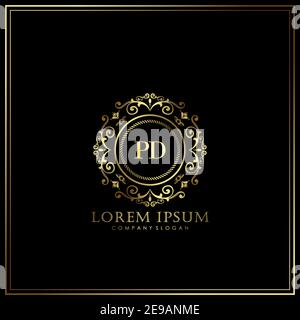 PD Initial Letter Luxury Logo template in vector for Restaurant, Royalty, Boutique, Cafe, Hotel, Heraldic, Jewelry, Fashion and other vector illustrat Stock Vector