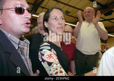 French socialist leader Segolene Royal holds a meeting in La-Roche-sur-Yon, on June 9, 2006. Photo by Axelle de Russe/ABACAPRESS.COM Stock Photo