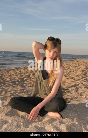 EXCLUSIVE : French Actress Clemence Poesy poses for our Photographer during '20th Cabourg Film Festival' in Cabourg on June 9, 2006 Photo by Denis Guignebourg/ABACAPRESS.COM Stock Photo