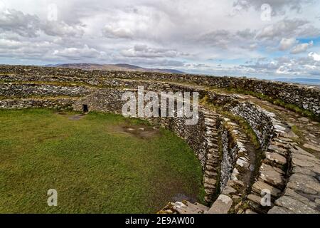 Grianan Of Aileach, Ireland. 28th April, 2016. Grianan Of Aileach is a circular prehistoric fort dating from the Bronze Age near Inishowen. Stock Photo