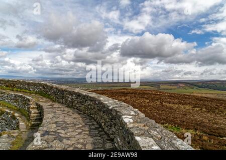 Grianan Of Aileach, Ireland. 28th April, 2016. Grianan Of Aileach is a circular prehistoric fort dating from the Bronze Age near Inishowen. Stock Photo