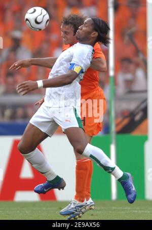 Ivory Coast's Didier Drogba in action during the World Cup 2006, Netherlands vs Ivory Coast at the Gootlieb Daimler Stadion in Stuttgart, Germany on 16, 2006. Netherlands won 2-1. Photo by Gouhier-Hahn-Orban/Cameleon/ABACAPRESS.COM Stock Photo