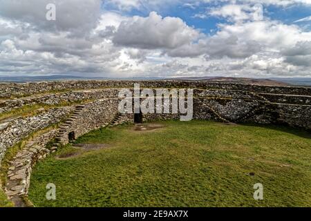 Grianan Of Aileach, Ireland. 28th April, 2016. Grianan Of Aileach is a circular prehistoric fort dating from the Bronze Age near Inishowen. Stock Photo