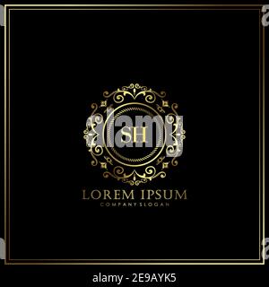 SH Initial Letter Luxury Logo template in vector for Restaurant, Royalty, Boutique, Cafe, Hotel, Heraldic, Jewelry, Fashion and other vector illustrat Stock Vector