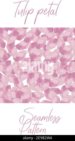 Tulip Petal Seamless Pattern. Pink Floral Shape. Art Wallpaper with Abstract Garden Texture. Popular Shape Natural Stylish Realistic Mosaic. Fabric De Stock Vector