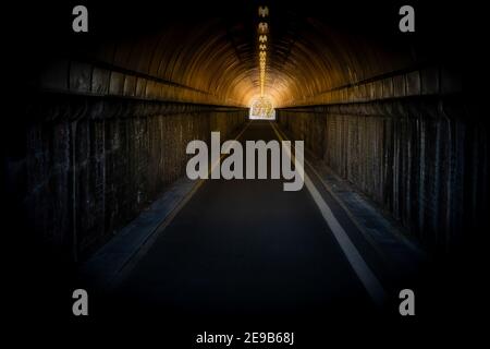 Looking through a tunnel in Yokosuka, Japan. Stock Photo