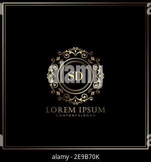 SD Initial Letter Luxury Logo template in vector for Restaurant, Royalty, Boutique, Cafe, Hotel, Heraldic, Jewelry, Fashion and other vector illustrat Stock Vector
