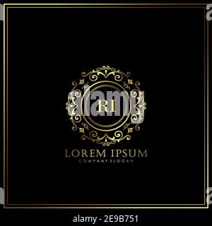 RI Initial Letter Luxury Logo template in vector for Restaurant, Royalty, Boutique, Cafe, Hotel, Heraldic, Jewelry, Fashion and other vector illustrat Stock Vector
